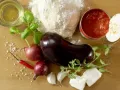 Pizza with Spicy Eggplant & Goat Cheese preparation step 1 Pizza with Spicy Eggplant & Goat Cheese preparation step 1