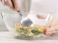 Salmon Tartare on Celery Root Fritters preparation step 4 Salmon Tartare on Celery Root Fritters preparation step 4