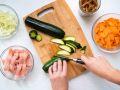 Sauteed Turkey Slices with Zucchini preparation step 1 Sauteed Turkey Slices with Zucchini preparation step 1