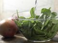 Spinach and Mangoes preparation step 1 Spinach and Mangoes preparation step 1