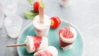 Strawberry Frozen Yogurt Popsicles