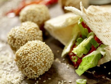 Falafel Pita Pockets preparation step 12 Falafel Pita Pockets preparation step 12