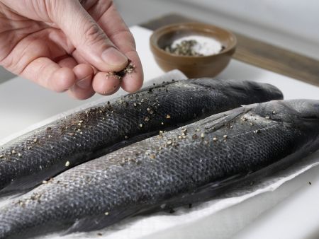 Grilled Sea Bass preparation step 1 Grilled Sea Bass preparation step 1