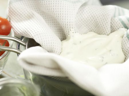 Homemade Yogurt Cheese with Fresh Herbs preparation step 2 Homemade Yogurt Cheese with Fresh Herbs preparation step 2