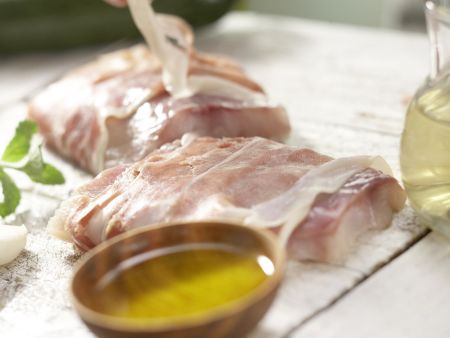 Prosciutto-Wrapped Pollock preparation step 1 Prosciutto-Wrapped Pollock preparation step 1