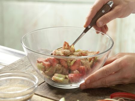 Rhubarb and Lime Muffins preparation step 1 Rhubarb and Lime Muffins preparation step 1