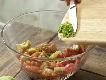 Rhubarb and Lime Muffins preparation step 2 Rhubarb and Lime Muffins preparation step 2