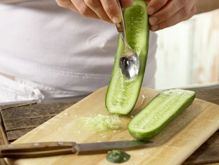 Stuffed Mini Cucumber preparation step 1 Stuffed Mini Cucumber preparation step 1