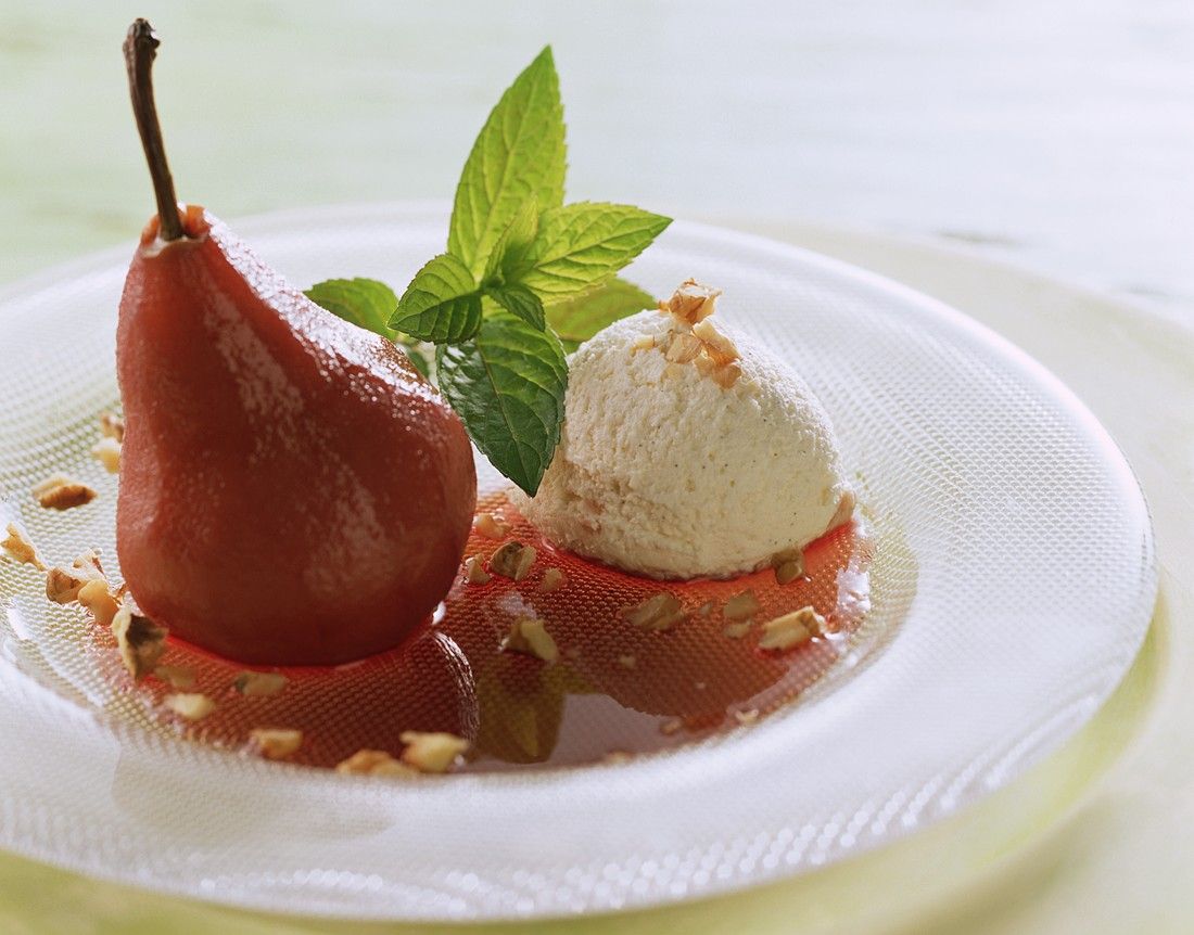 red wine pears with