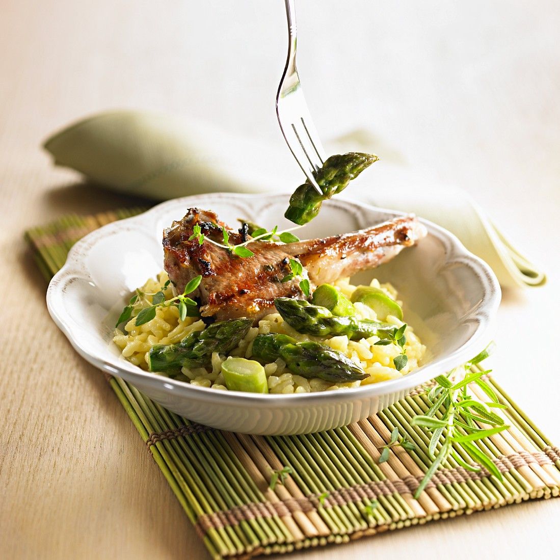 Risotto with Asparagus and Lamb Chops-image