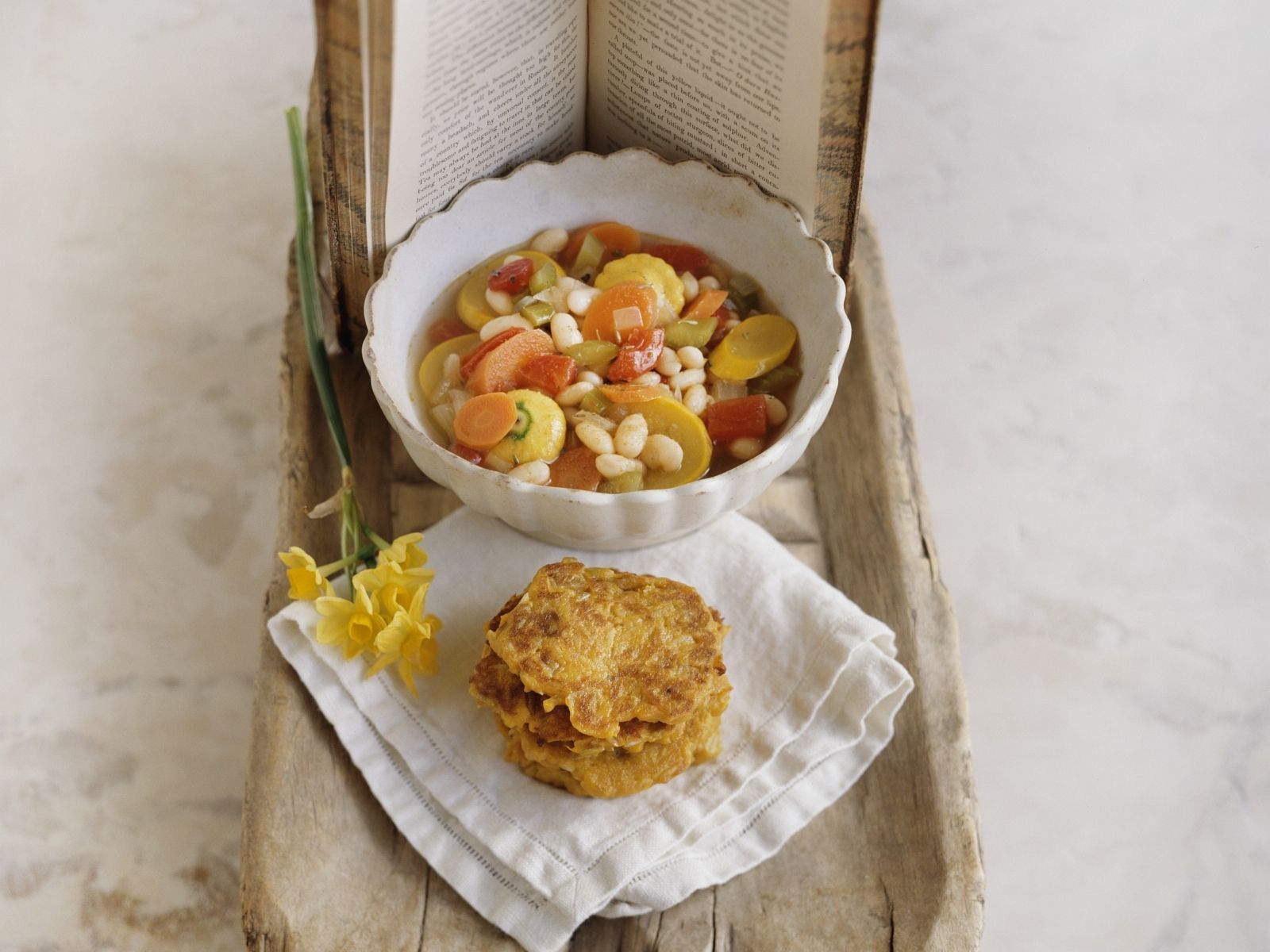 Vegetable Soup with Potato Pancakes